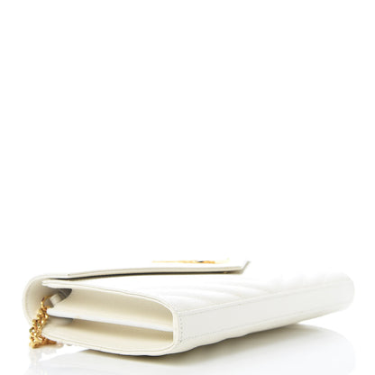 Saint Laurent Grain De Poudre Matelasse Chevron Monogram Chain Wallet Porcellana 4 of 10