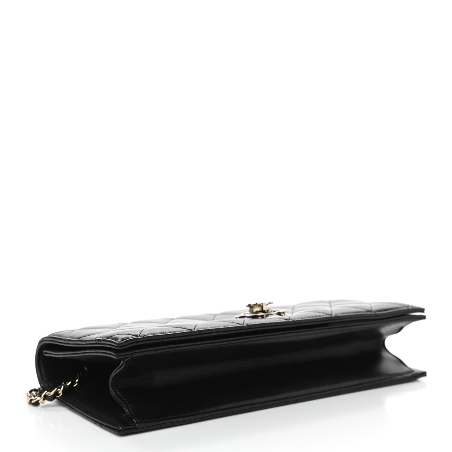 Chanel Lambskin Enamel Camellia Clutch With Chain Black 4 of 11