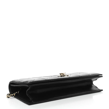 Chanel Lambskin Enamel Camellia Clutch With Chain Black 4 of 11