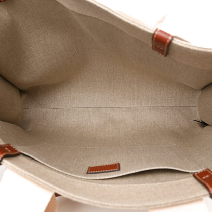Chloe Linen Calfskin Large Woody Ribbon Tote White Brown 5 of 10