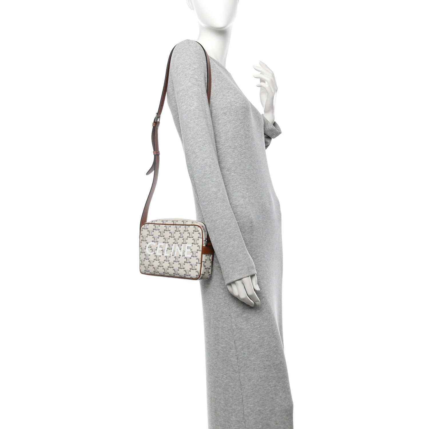 Celine Triomphe Canvas Medium Messenger Bag Tan Ecru 2 of 10