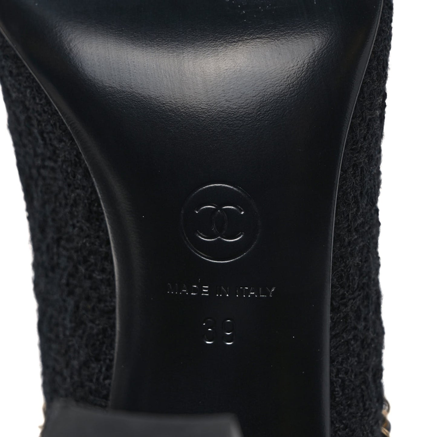 Tweed Grosgrain Cap Toe Chain Mule 39 Black