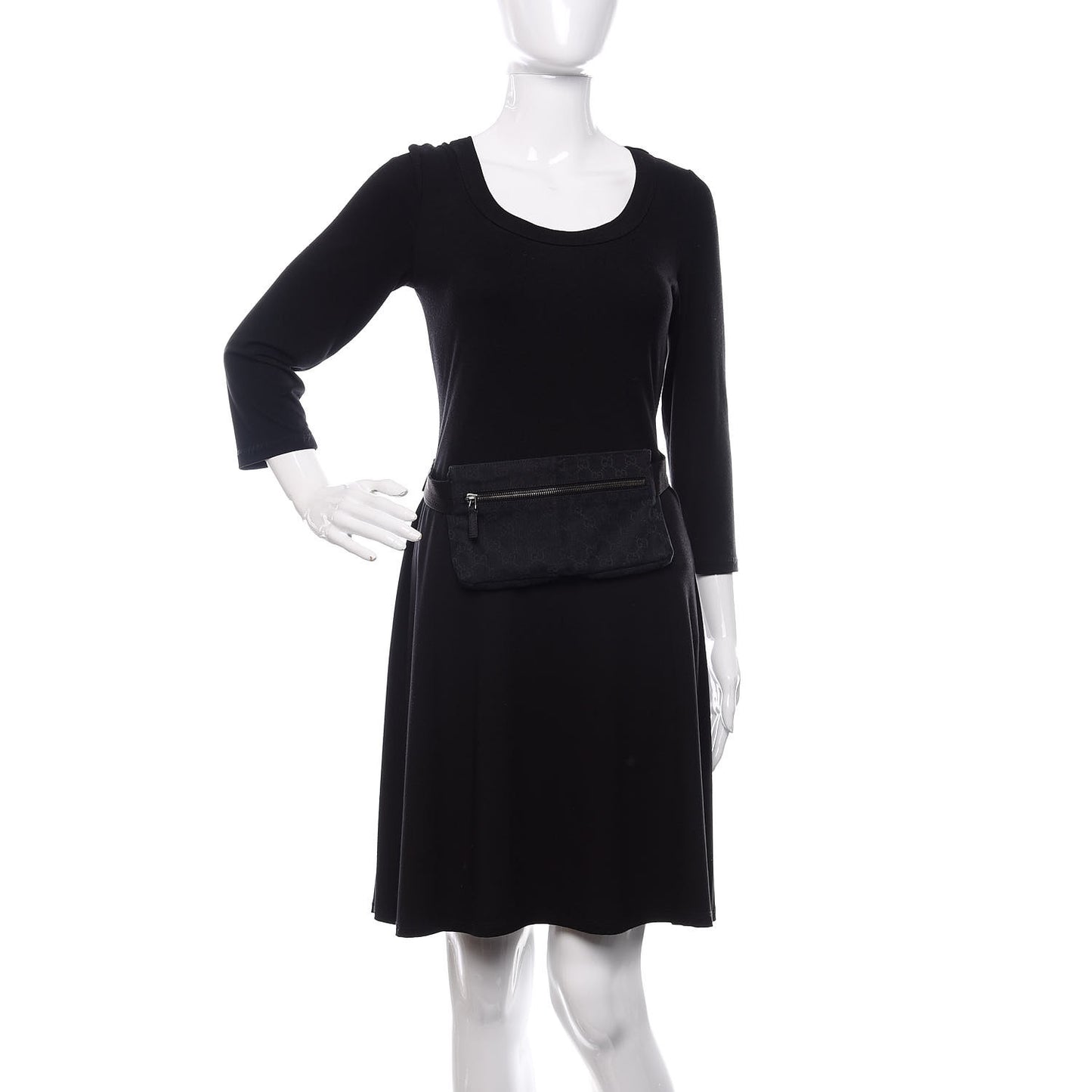 GG Monogram Double Pocket Belt Bag Black