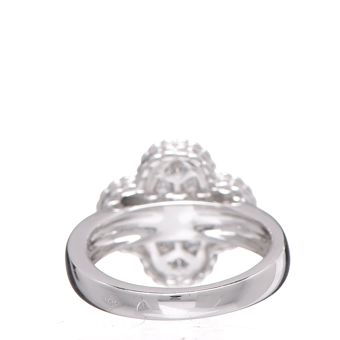 18K White Gold Diamond Vintage Alhambra Ring 48 4.5