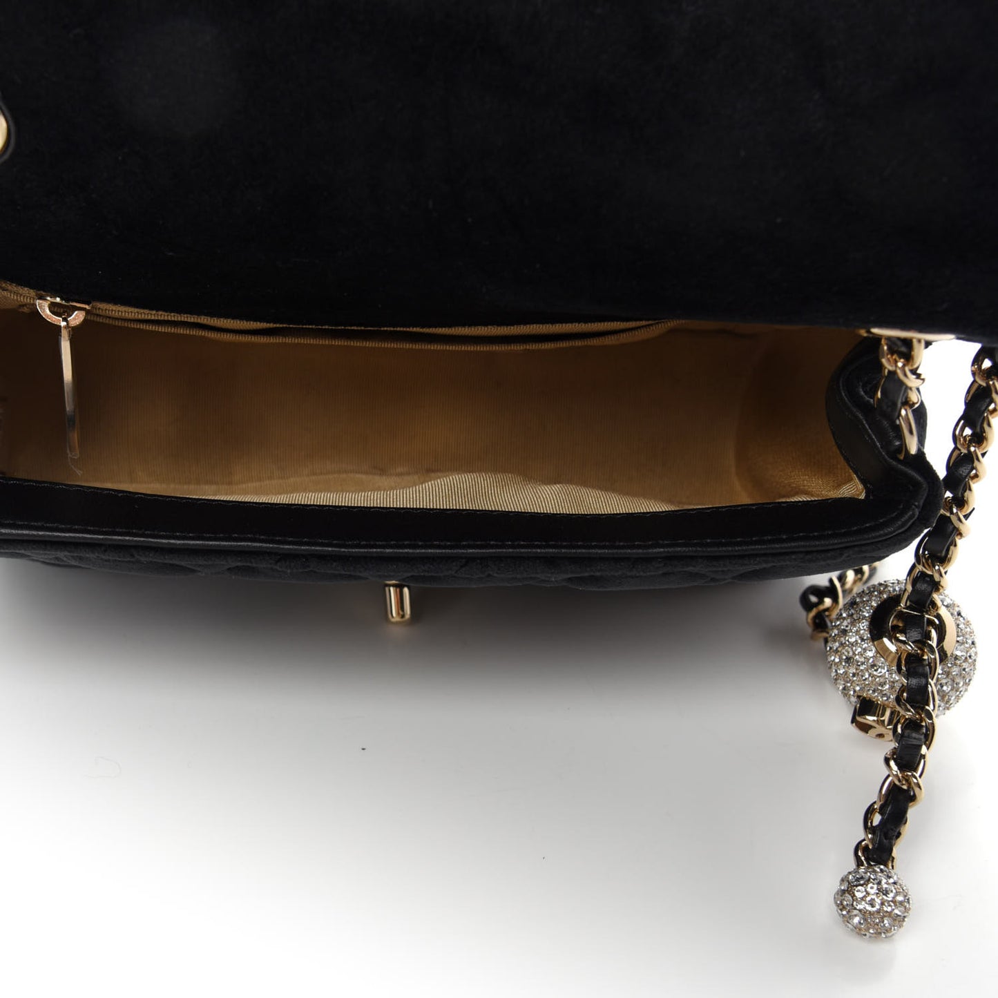 Velvet Quilted Mini Rectangular Pearl Crush Flap Black