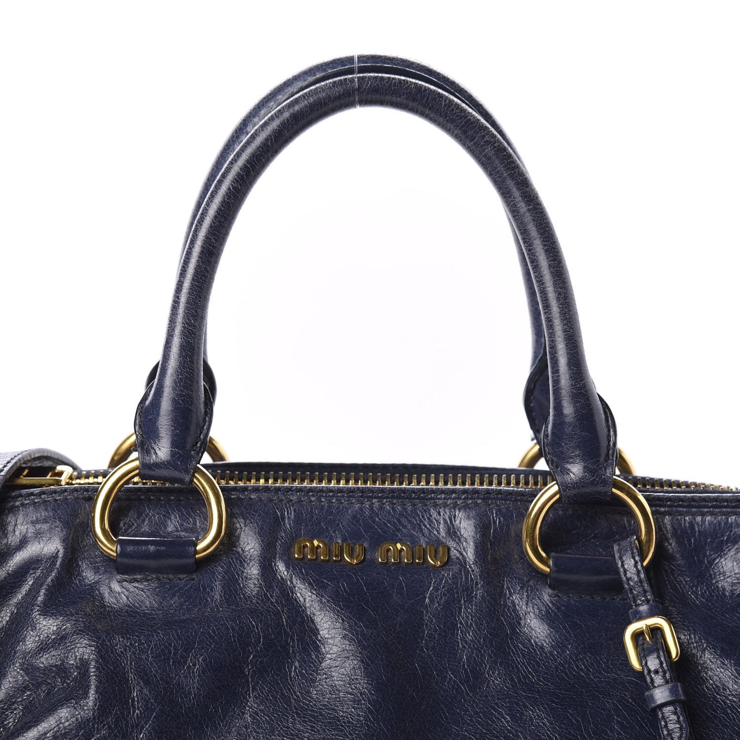 Vitello Shine Top Handle Satchel Bleuette