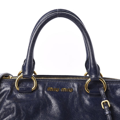 Miu Miu Vitello Shine Top Handle Satchel Bleuette 9 of 9