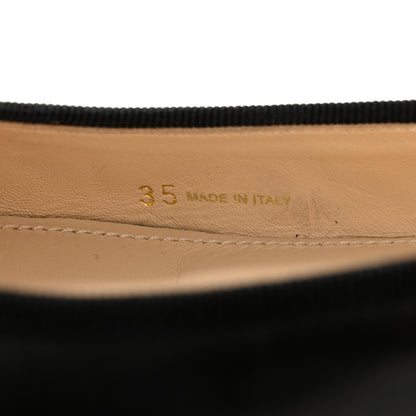 Prada Nappa Vernice Cap Toe Logo Bow Ballerina Flats 35 Black 8 of 14