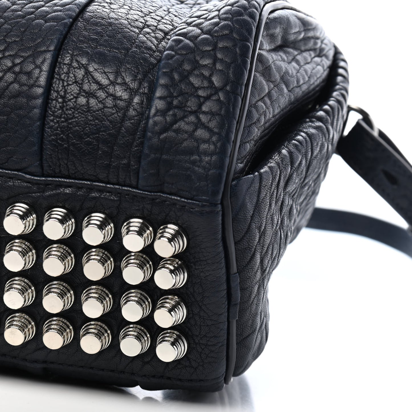 Pebbled Lambskin Rockie Navy Silver Hardware