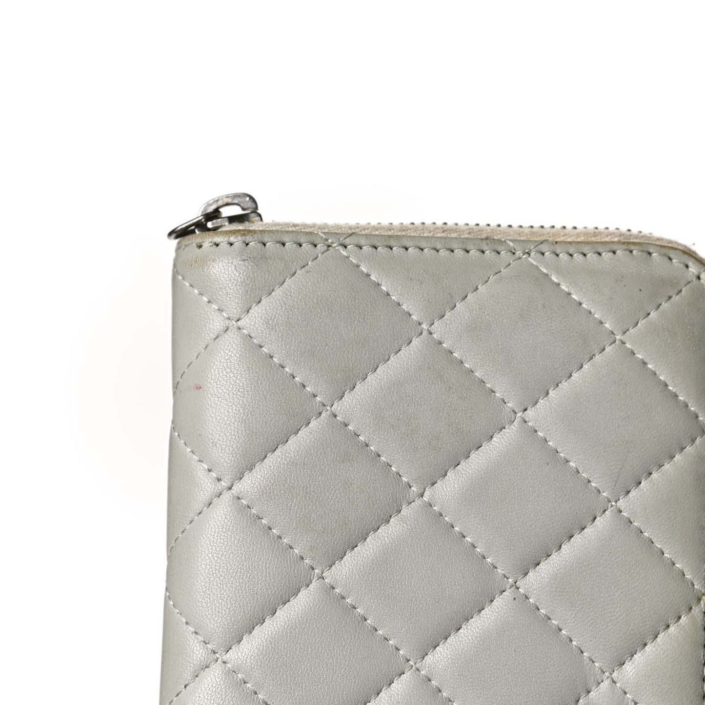 Lambskin Quilted Large Gusset Zip Around Wallet Light Green