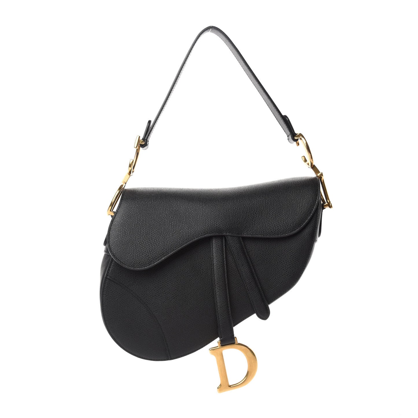 Grained Calfskin Saddle Bag Black
