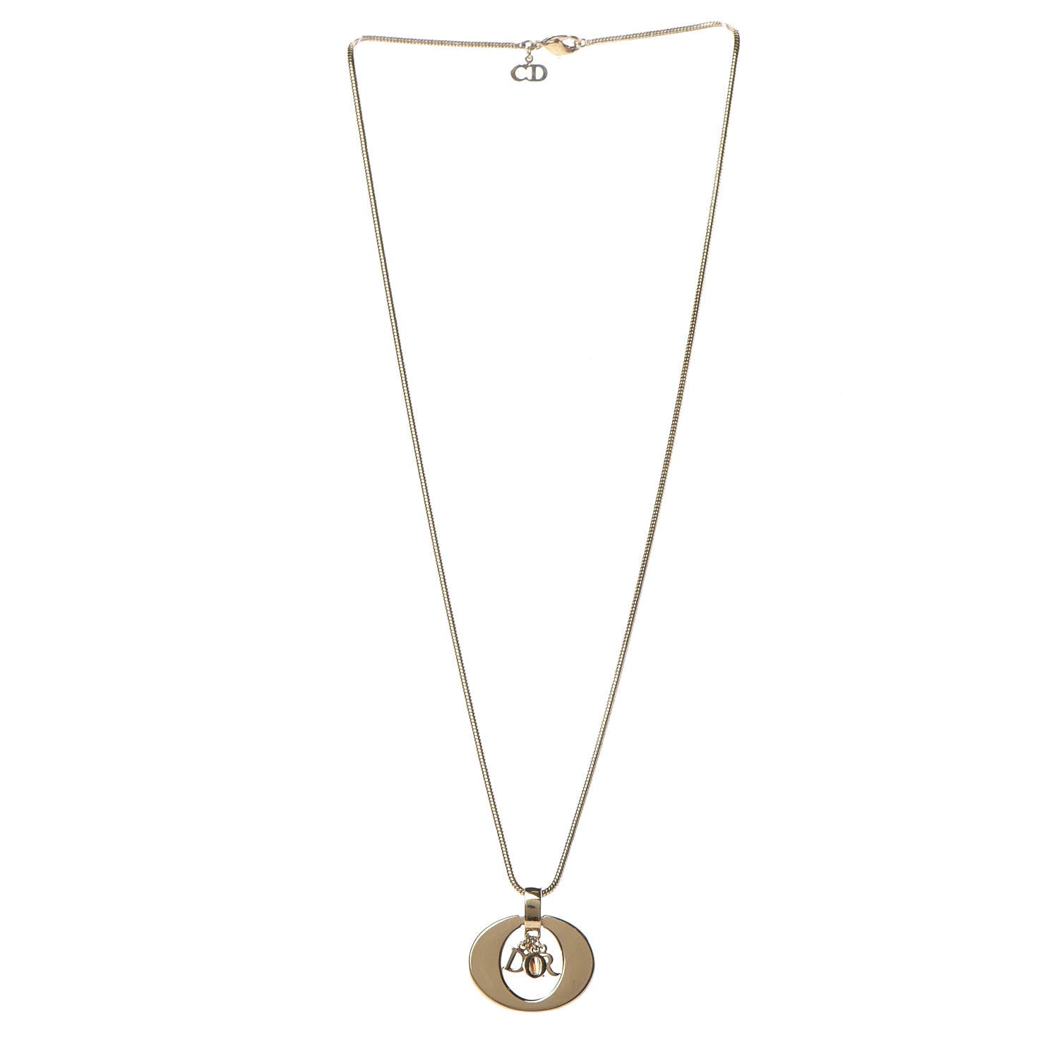 Christian Dior Metal Logo Necklace Gold 3 of 5