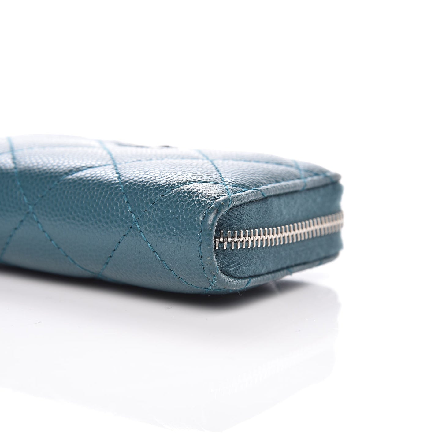 Caviar Quilted Zip Coin Purse Dark Turquoise