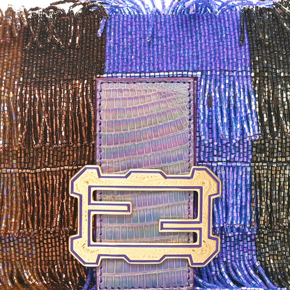 Fendi Iridescent Lizard Beaded Fringe Baguette Multicolor 8 of 10