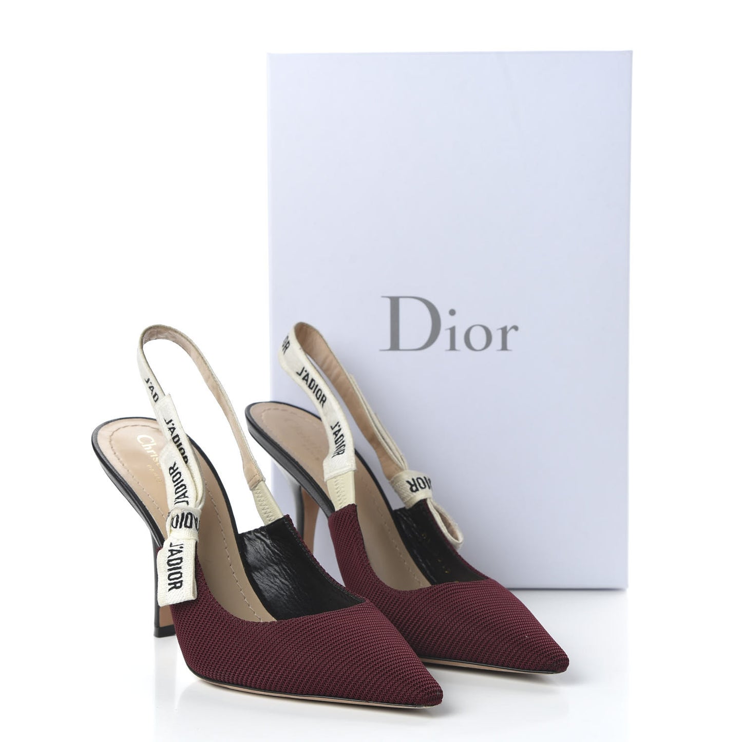 Technical Canvas Ribbon J'Adior Slingback 100mm Pumps 40.5 Rouge Black