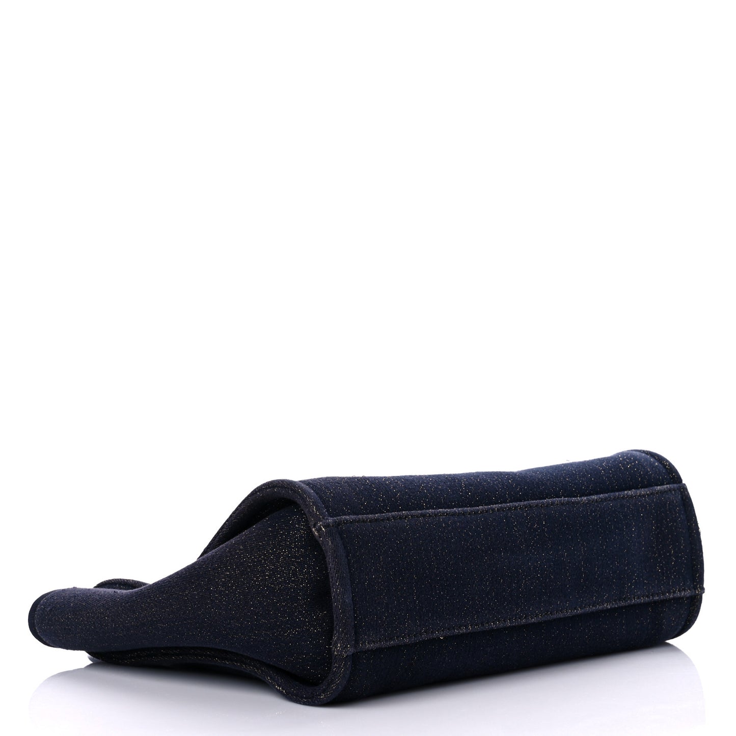 Lurex Canvas Small Deauville Tote Navy Blue Gold