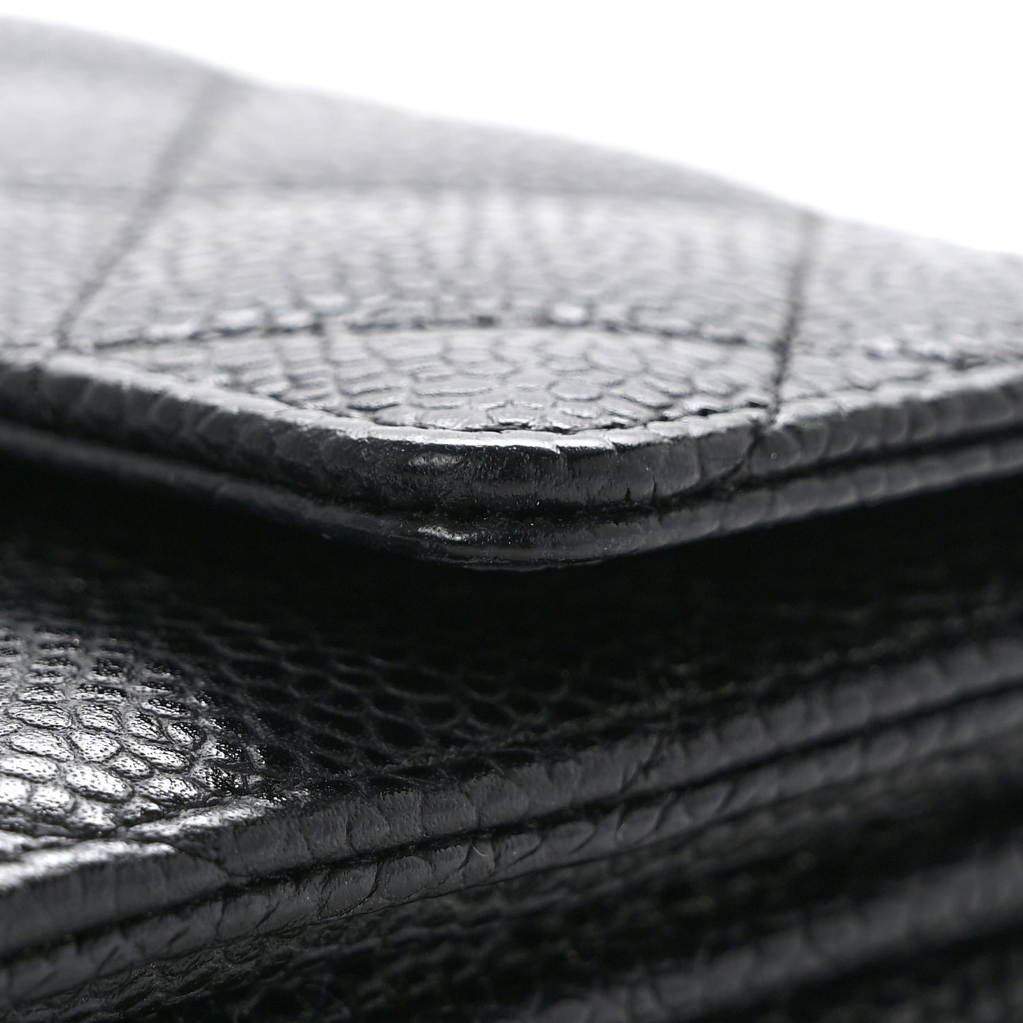 Caviar Quilted Large Gusset Flap Wallet Black