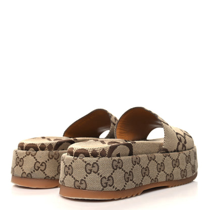 Gucci Monogram Jumbo GG Angelina Platform 55mm Slide Sandals 37.5 Beige 4 of 8