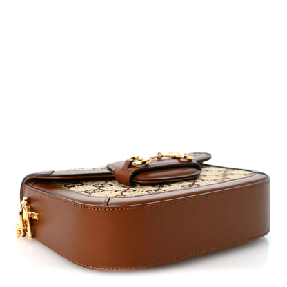 Gucci New Canvas Charisma Calfskin Crystal GG Monogram Mini Horsebit 1955 Shoulder Bag Camel Ebony 4 of 10