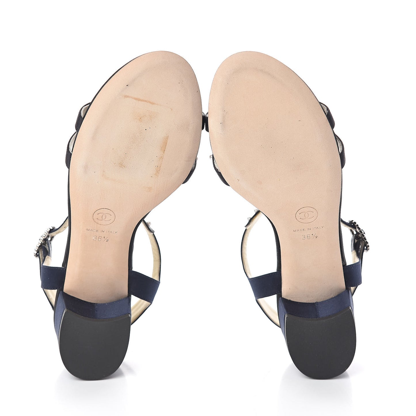 Satin Pearl Sandals 36.5 Black Navy