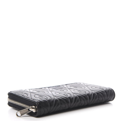 Gucci Calfskin G Rhombus Quilted Zip Around Wallet Black 4 of 7