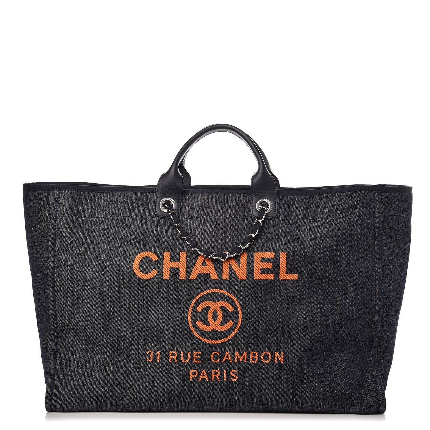 Canvas Large Deauville Tote Blue Orange