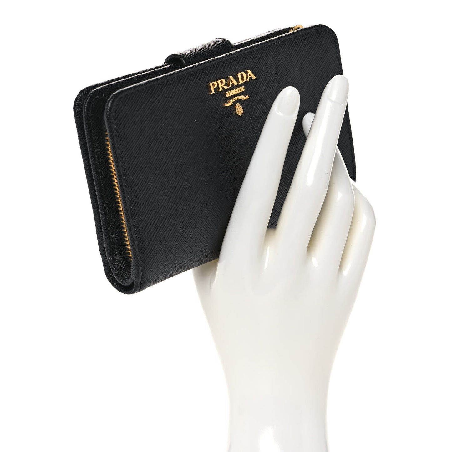 Saffiano Metal Compact Wallet Black