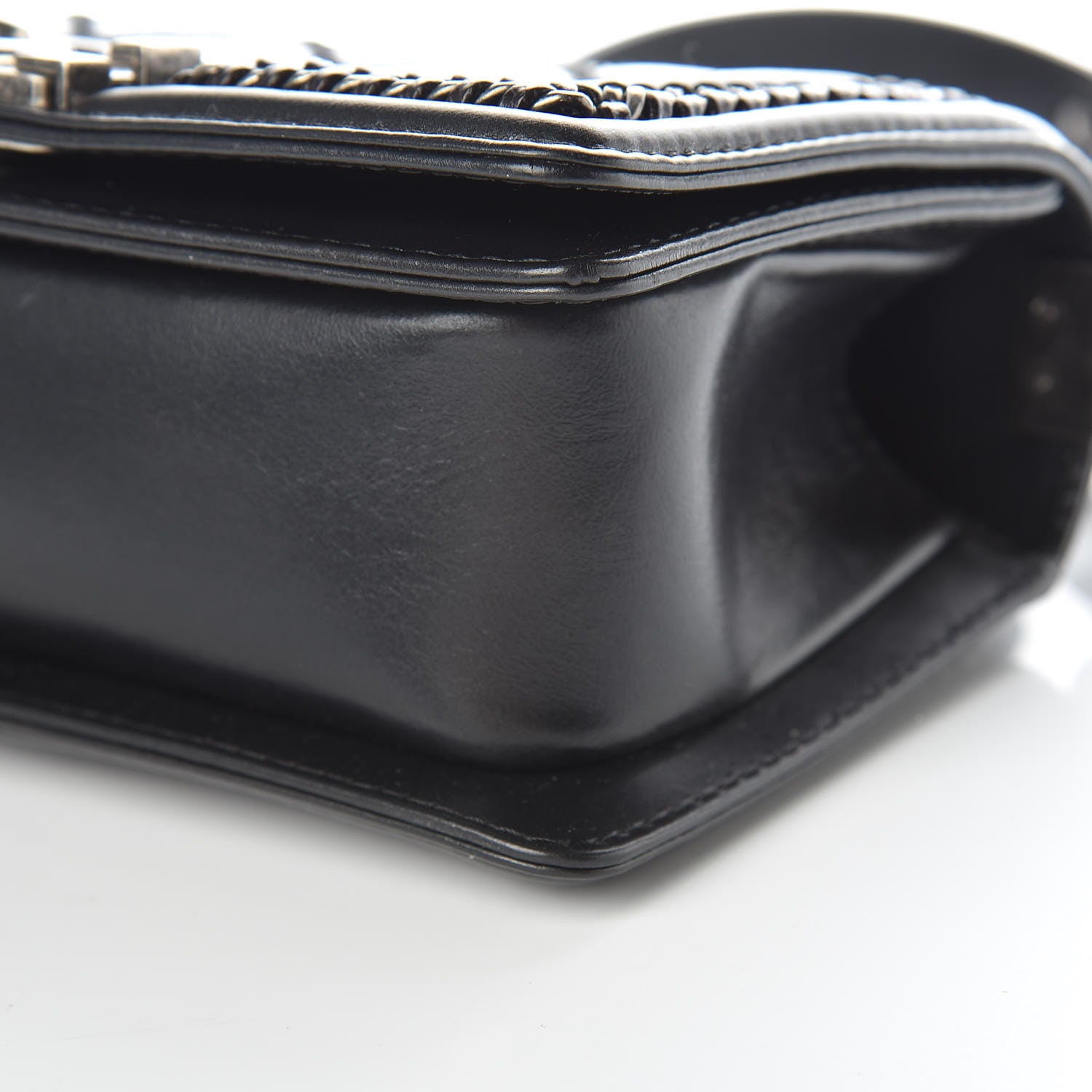 Chanel Shiny Goatskin Quilted Small Boy Top Handle Flap Charcoal 9 of 10