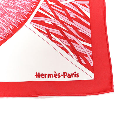 Hermes Silk A Travers Champs Scarf 90 Rouge Rose Multicolor 2 of 5