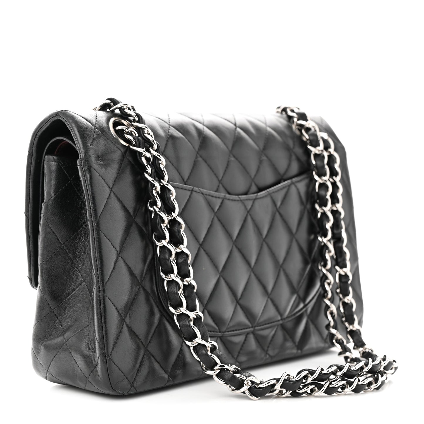 Lambskin Quilted Medium Double Flap Black