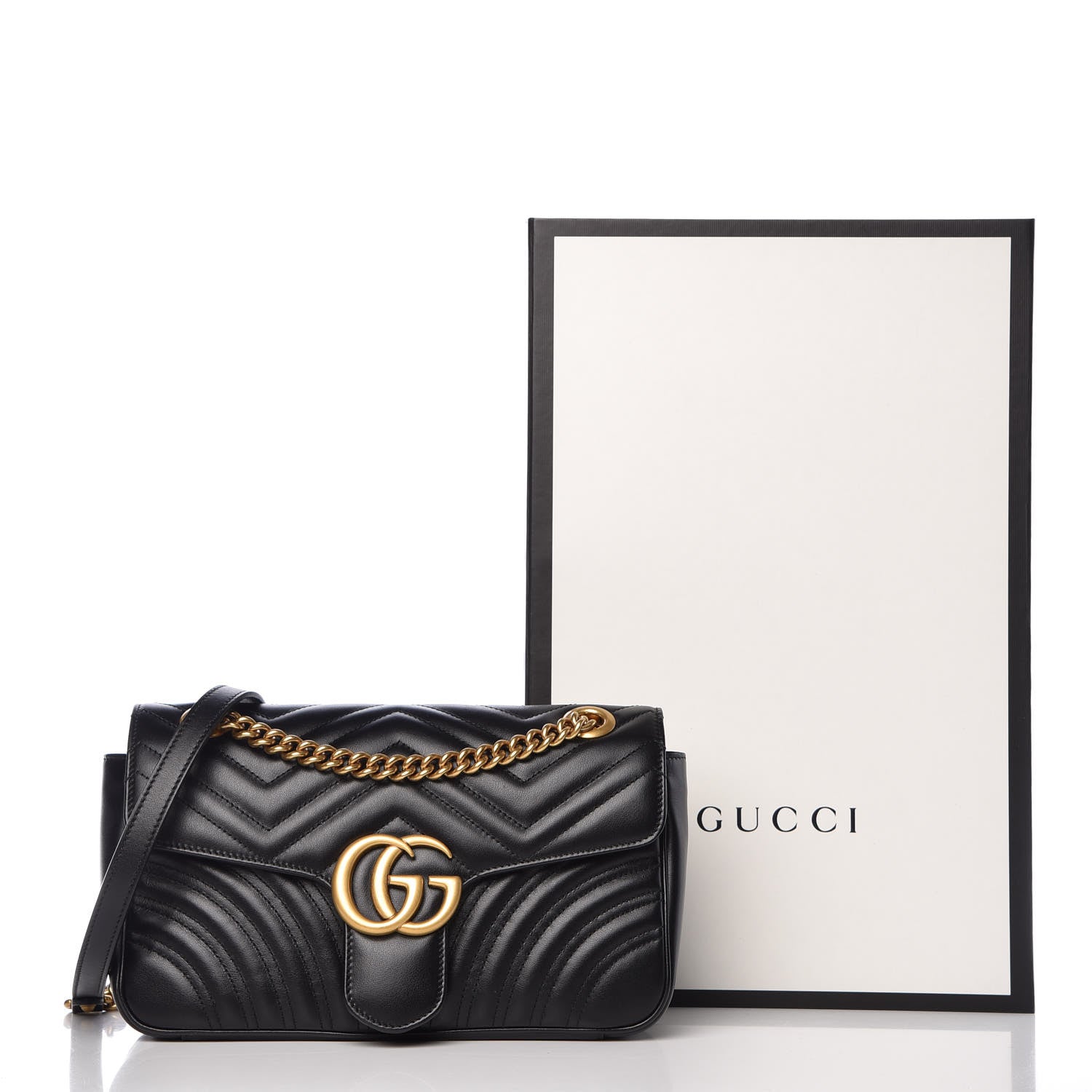 Gucci Calfskin Matelasse Small GG Marmont Shoulder Bag Black 9 of 9