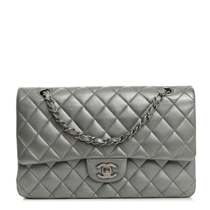 Chanel Metallic Lambskin Quilted Medium Double Flap Silver 1 of 10
