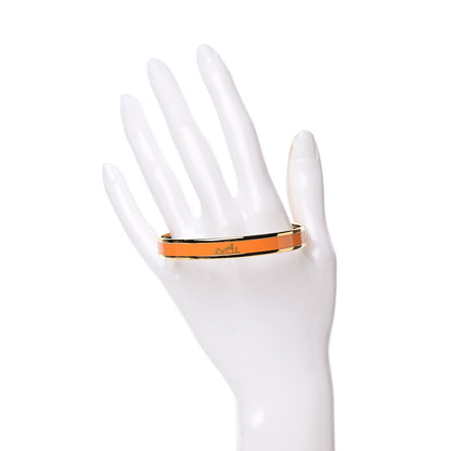 Hermes Enamel Printed Narrow Caleche Bracelet 70 Orange 2 of 5