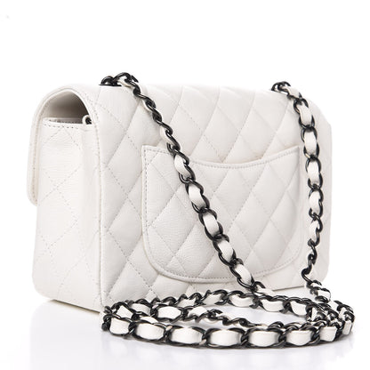 Chanel Crumpled Calfskin Quilted Mini Rectangular Flap White 3 of 8
