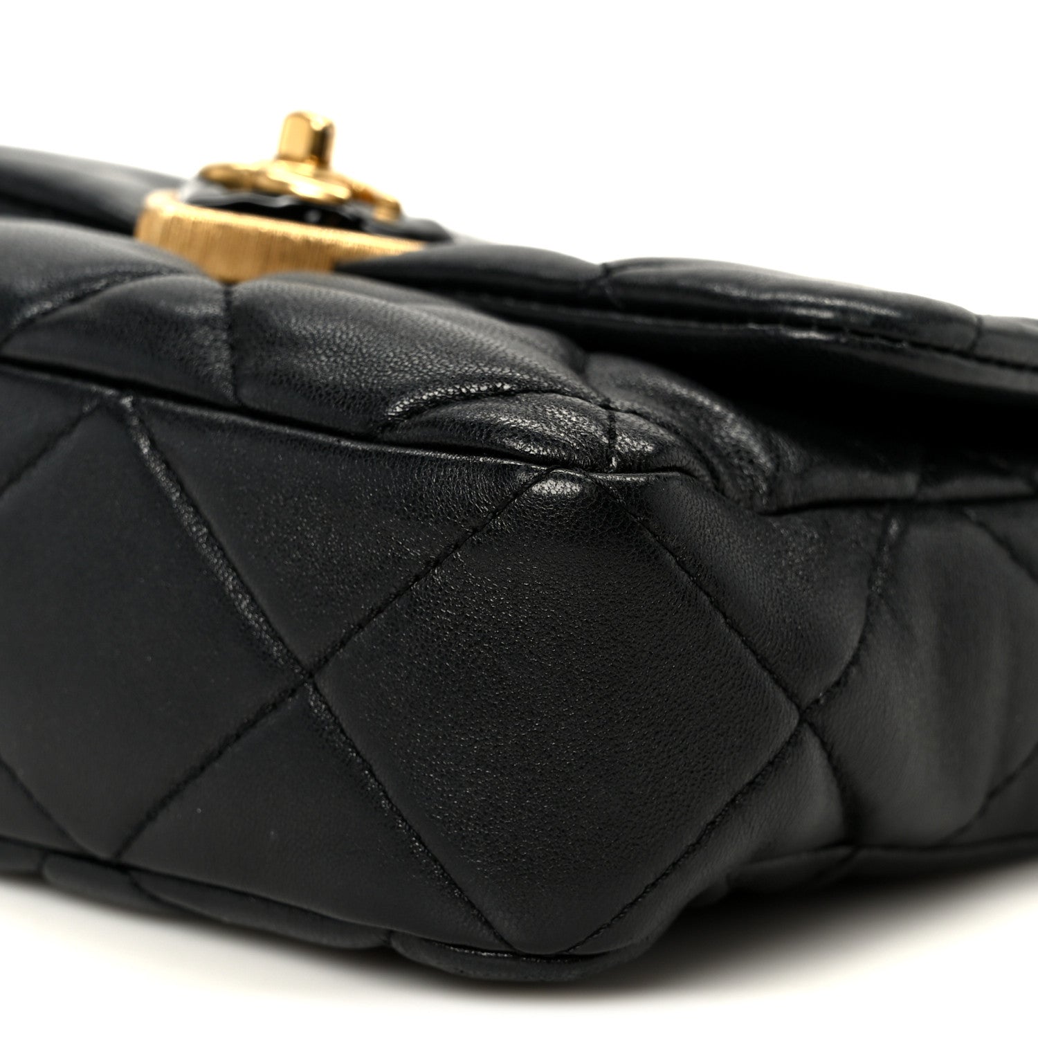 Chanel Lambskin Resin Quilted Mini Heart Square Flap Black 1867017