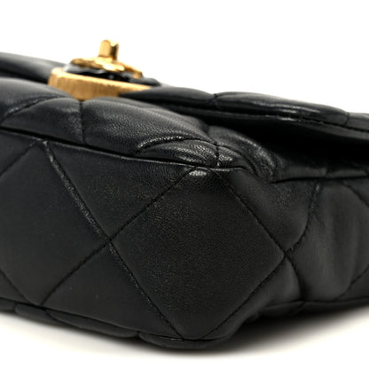 Chanel Lambskin Resin Quilted Mini Heart Square Flap Black 9 of 10