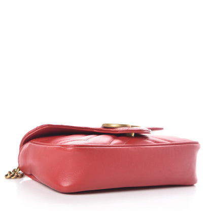 Gucci Calfskin Matelasse Super Mini GG Marmont Shoulder Bag Hibiscus Red 4 of 10