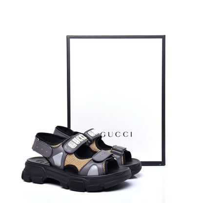 Gucci X SEGA Nappa Mesh Mens Aguru Sandals 8 Loess Black 11 of 11