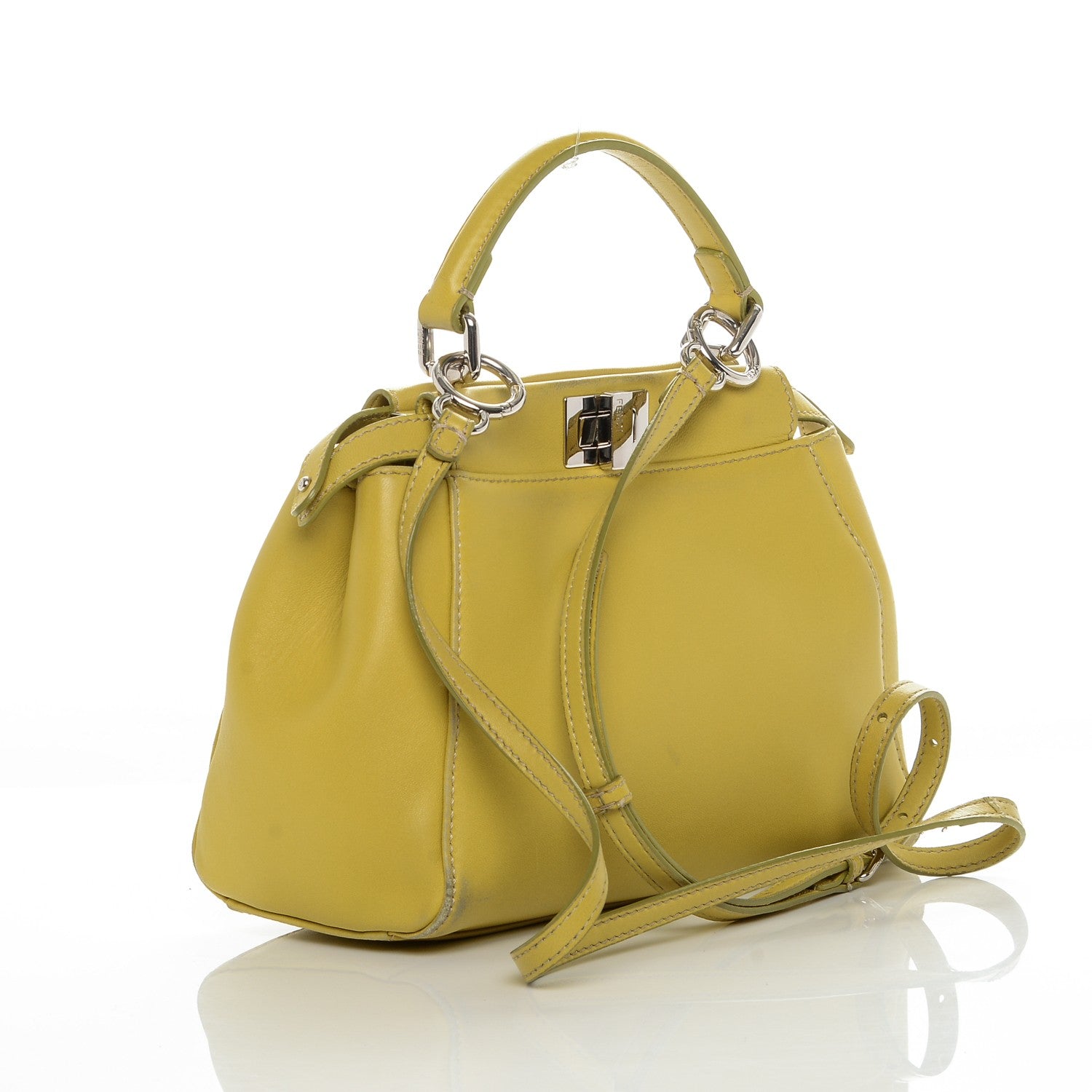 Fendi Nappa Mini Peekaboo Iconic Satchel Lime 3 of 6