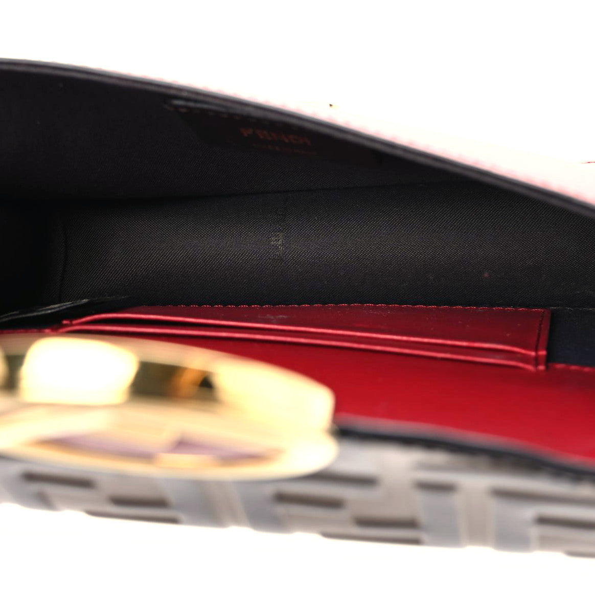 Vitello Cruise F is Fendi Bi-Color FF 1974 Embossed Envelope Belt Bag Maya Black Fragola