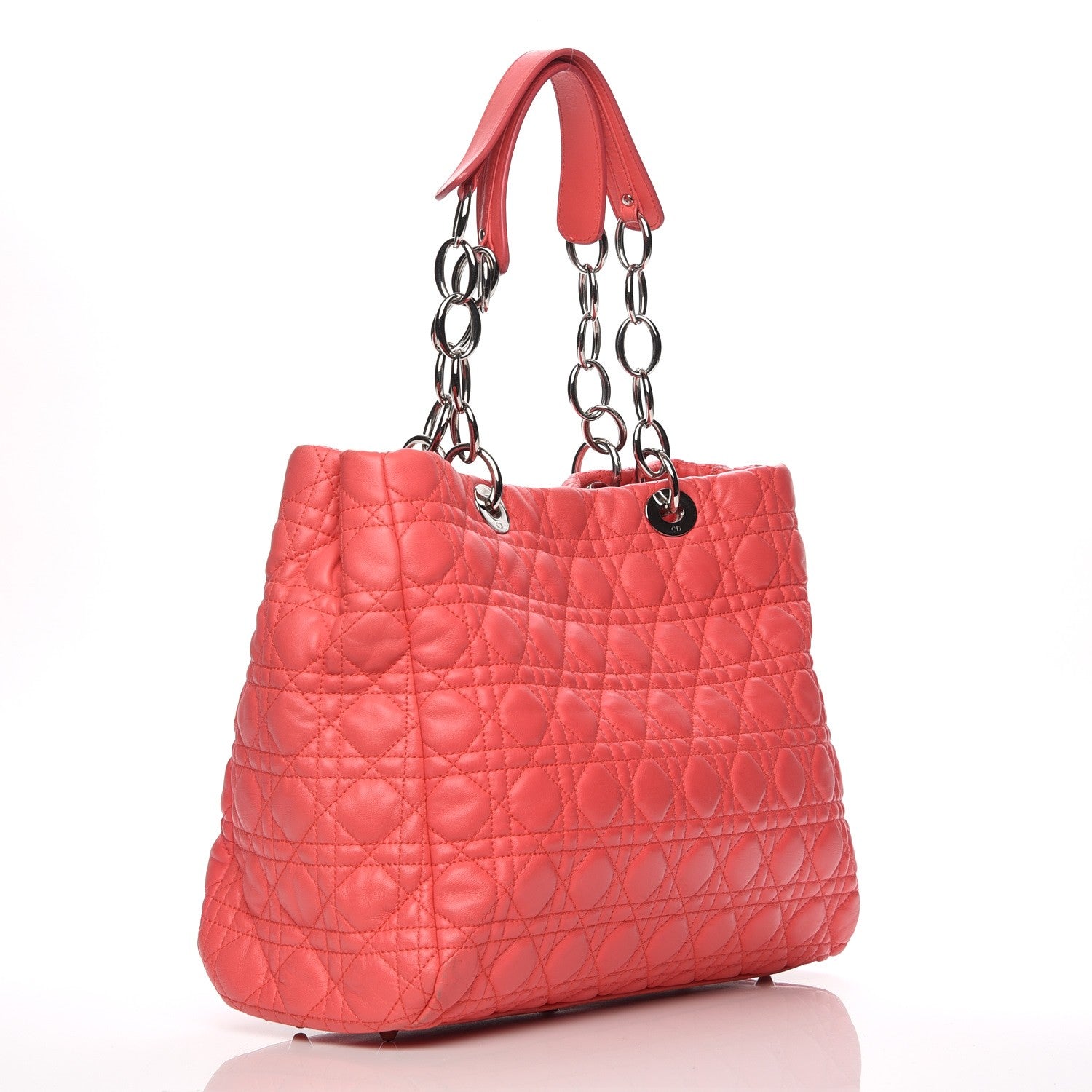 Christian Dior Lambskin Cannage Large Dior Soft Shopping Tote Coral 3 of 13