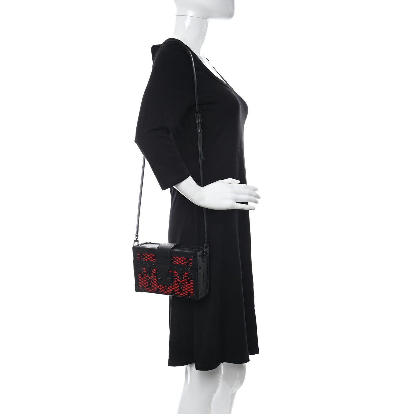 Patent Monogram Petite Malle Black Red