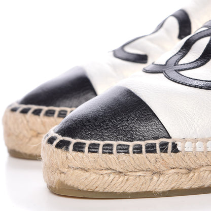 Chanel Iridescent Goatskin CC Espadrille Mules 36 Ivory Black 11 of 13