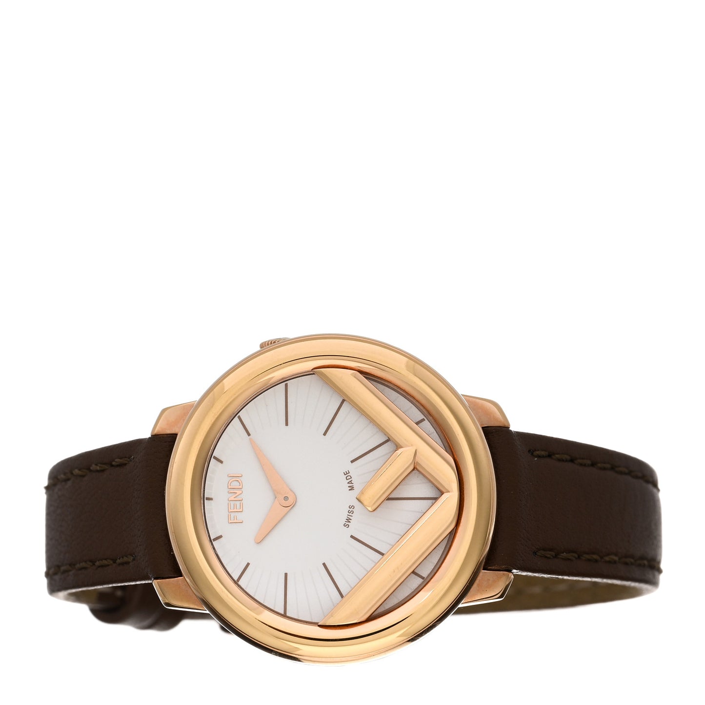 Stainless Steel Calfskin 28mm Run Away Quartz Watch Brown