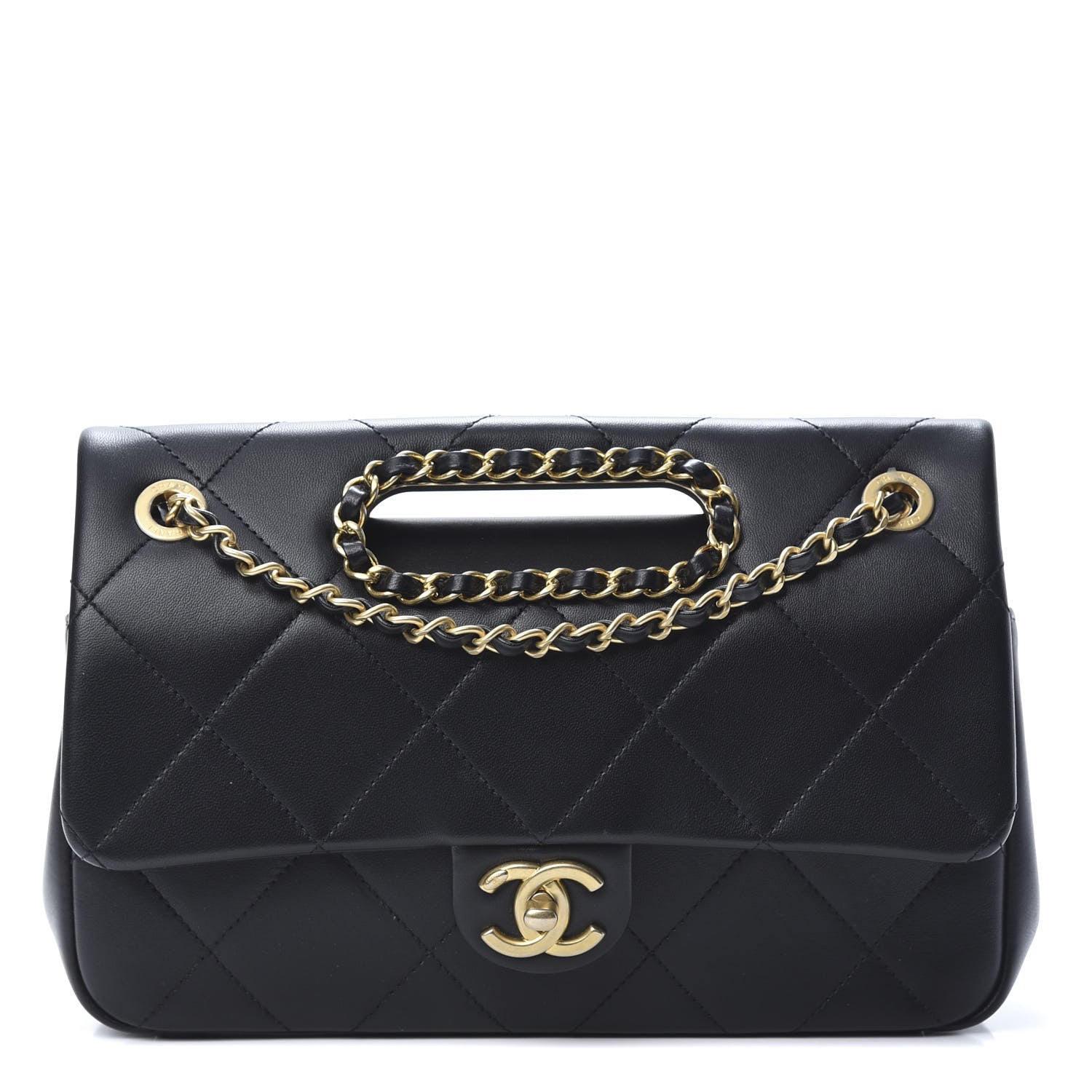 Chanel Lambskin Small Chain Handle Flap Bag Black 1 of 11