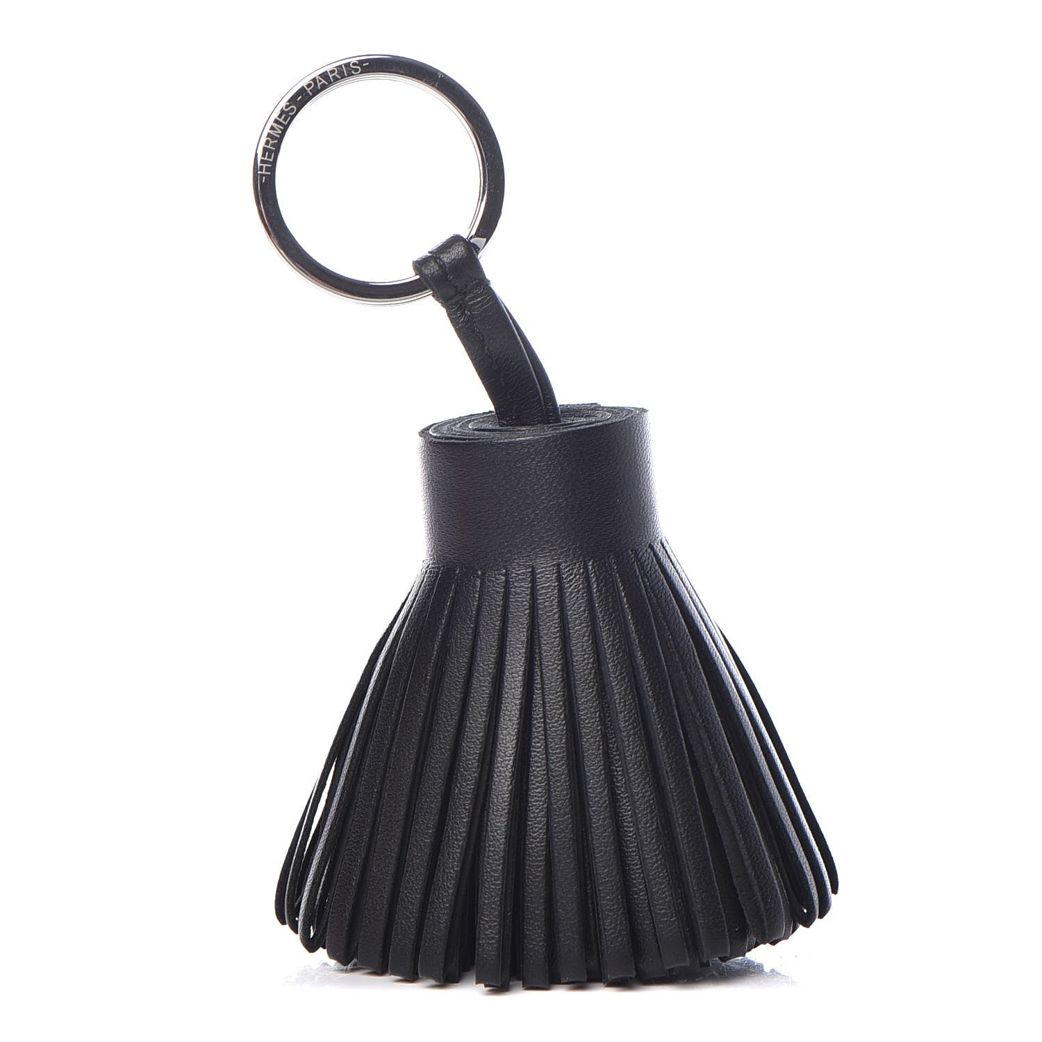 Hermes Lambskin Carmen Tassel Key Holder Black 1 of 4