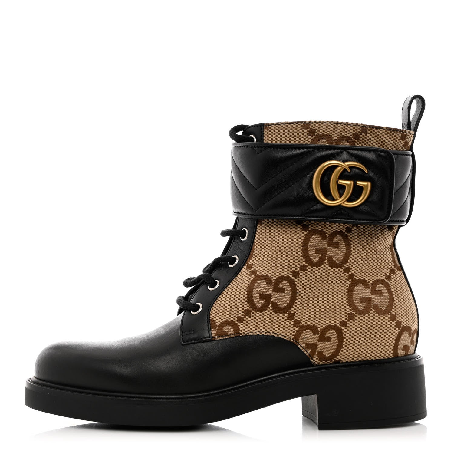 Gucci Flores Calfskin Monogram Maxi GG Nappa Matelasse Double G 40mm Ankle Boots 40 Black Camel Ebony 1 of 11