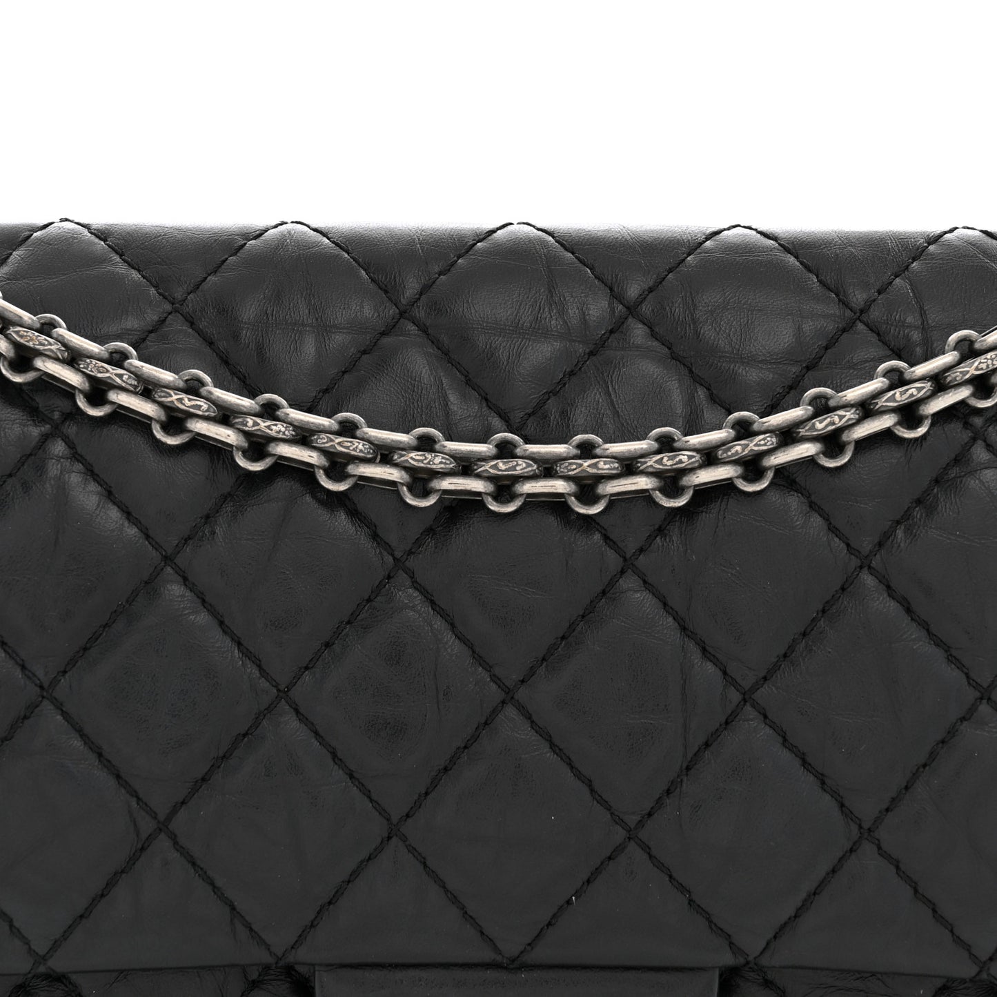 Aged Calfskin Quilted 2.55 Reissue 225 Flap Black