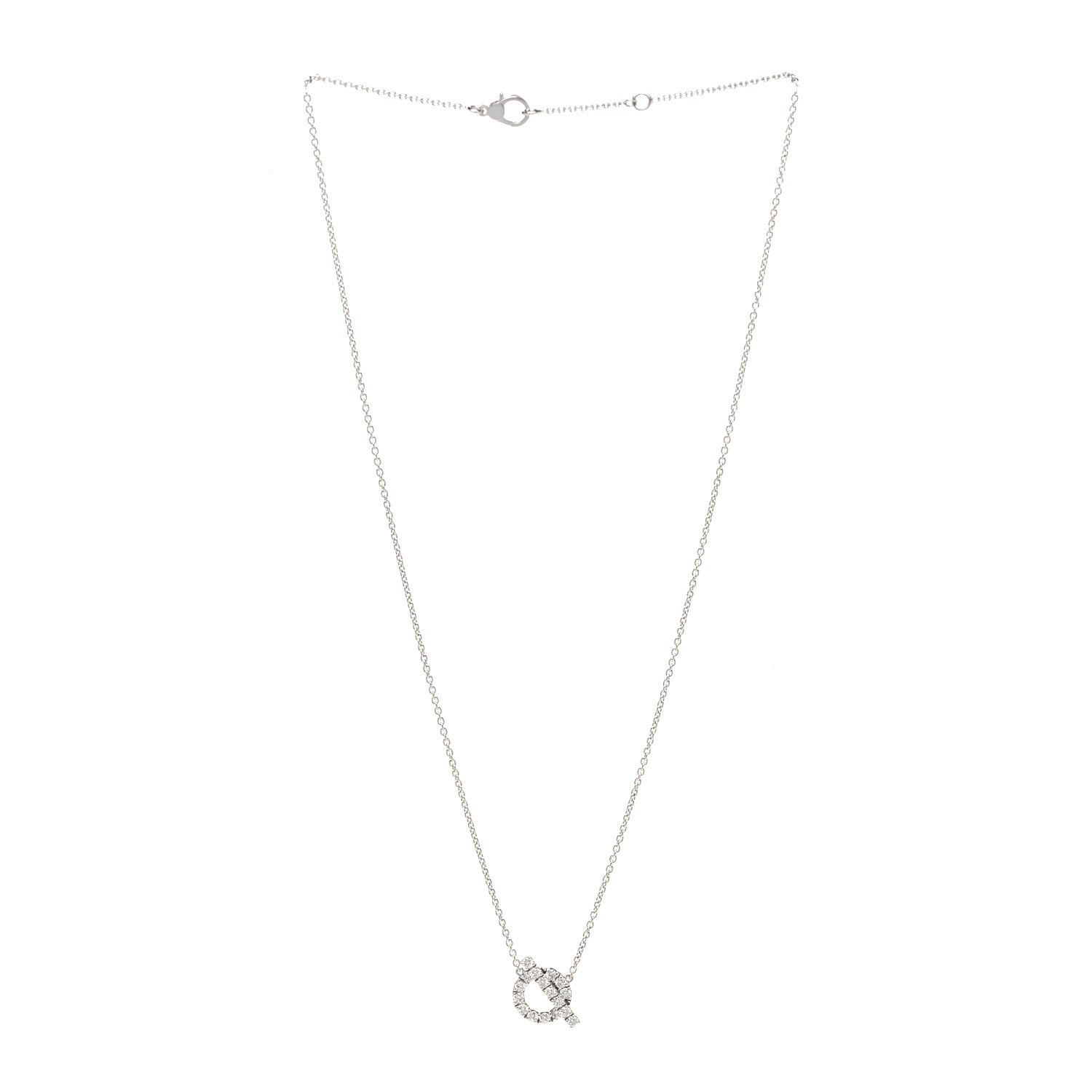Hermes 18K White Gold Diamond Finesse Pendant Necklace 3 of 5
