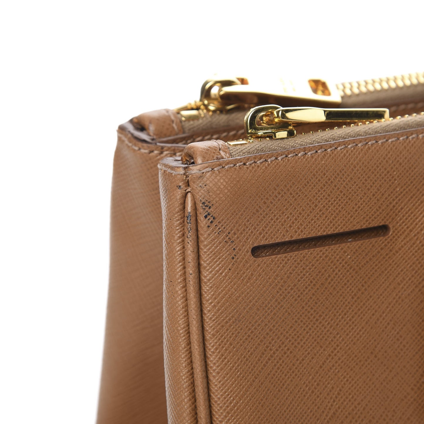Saffiano Small Galleria Double Zip Tote Caramel